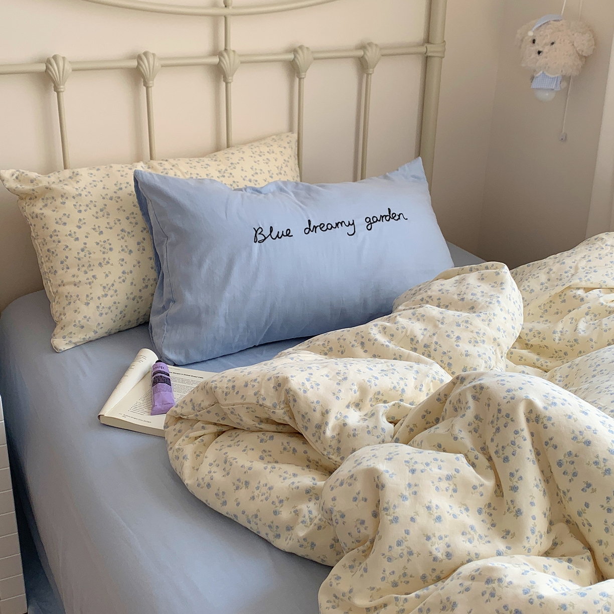 91家纺网 家纺一手货源 找家纺 桃喜 2026新款全棉双层纱碎花枕套混搭系列四件套 风铃草