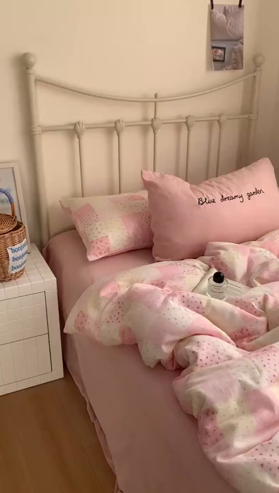 91家纺网 家纺一手货源 找家纺 （总）桃喜 2026新款全棉双层纱碎花枕套混搭系列四件套