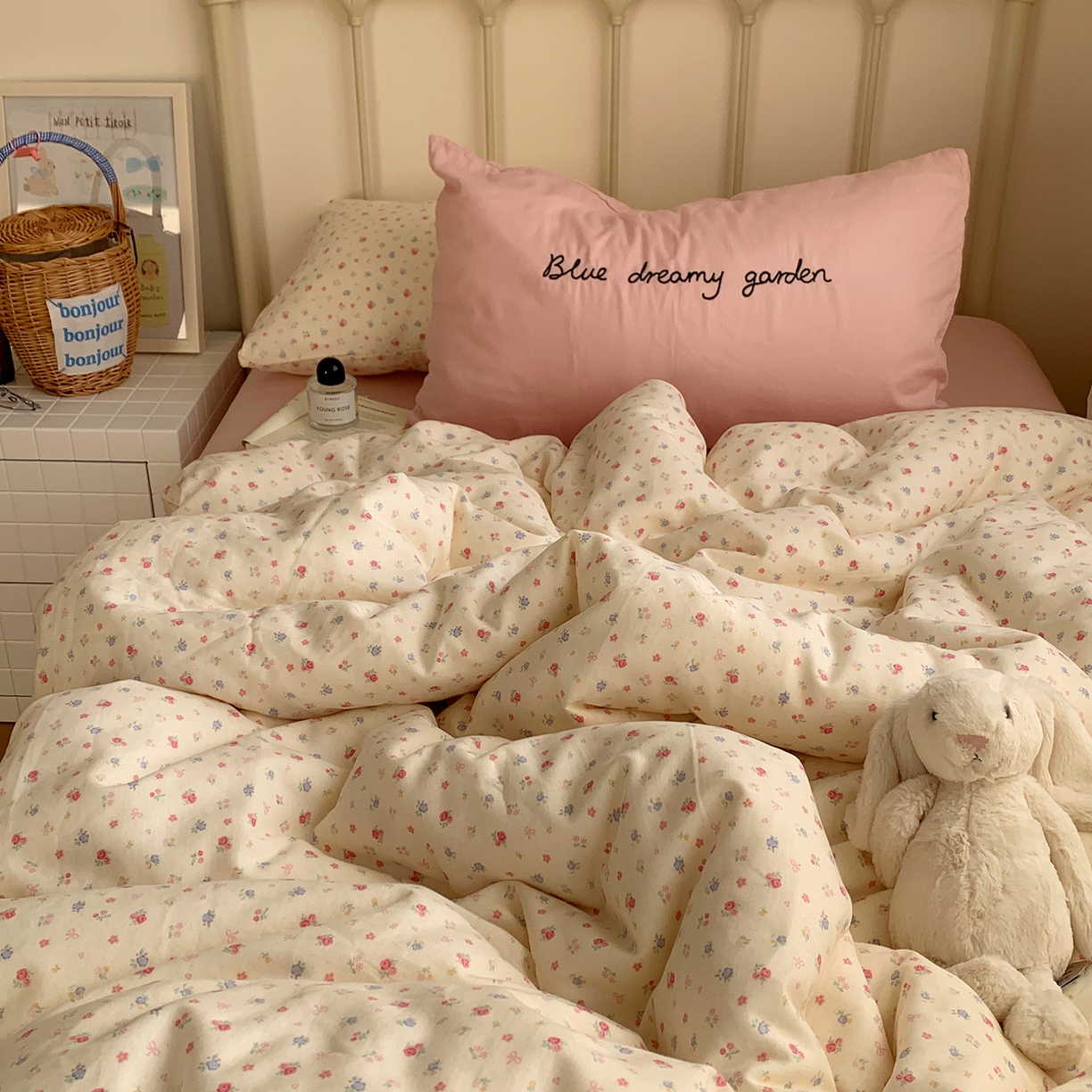 91家纺网 家纺一手货源 找家纺 （总）桃喜 2026新款全棉双层纱碎花枕套混搭系列四件套