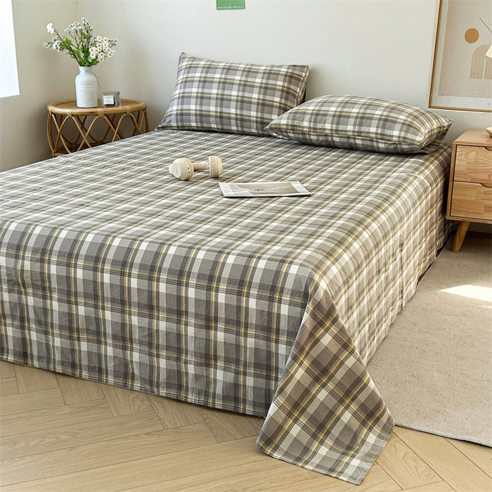 91家纺网 家纺一手货源 找家纺 恋人优选 2026新款全棉纯棉色织床单单床单床单单件 莫妮灰