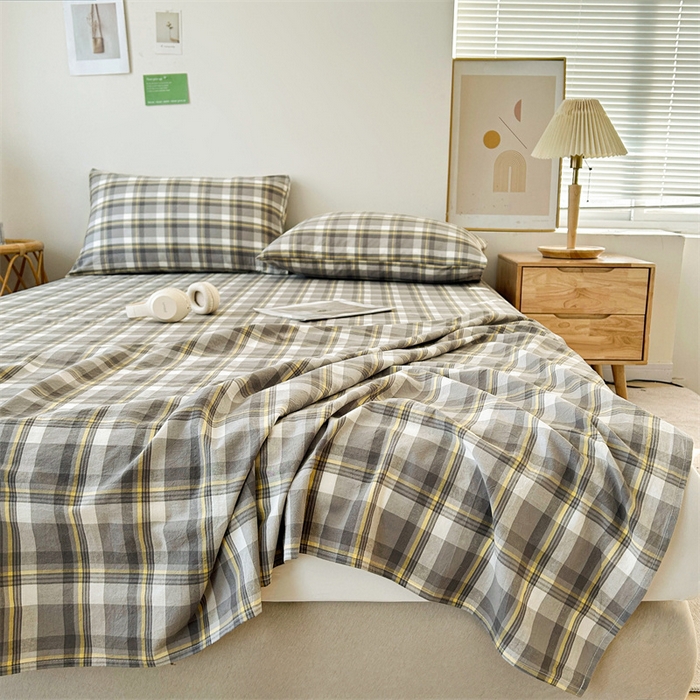 91家纺网 家纺一手货源 找家纺 恋人优选 2026新款全棉纯棉色织床单单床单床单单件 莫妮灰