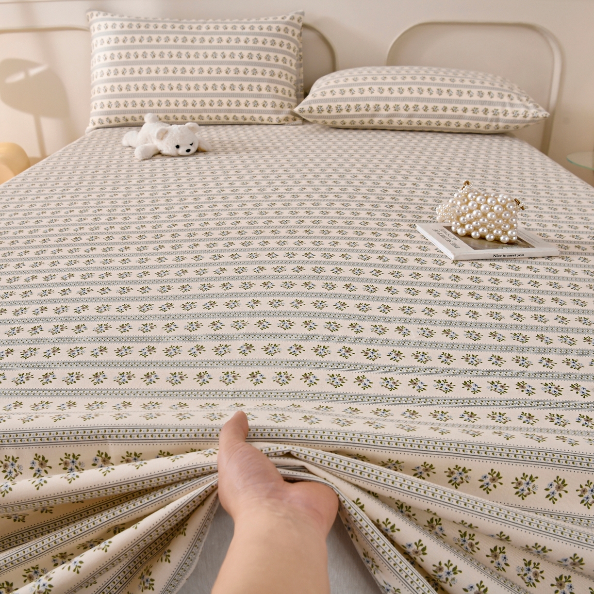 91家纺网 家纺一手货源 找家纺 悠米悠家 2026新款工艺款印花老粗布床单单品床单床单单件凉席席子 青森小枝集