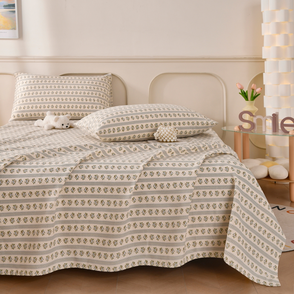 91家纺网 家纺一手货源 找家纺 悠米悠家 2026新款工艺款印花老粗布床单单品床单床单单件凉席席子 青森小枝集