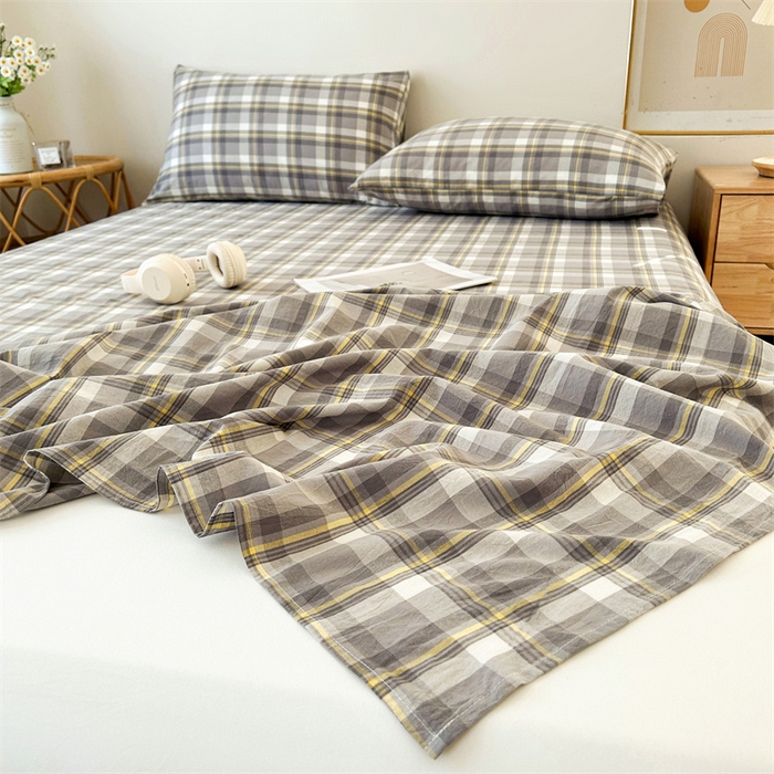 91家纺网 家纺一手货源 找家纺 恋人优选 2026新款全棉纯棉色织床单单床单床单单件 莫妮灰