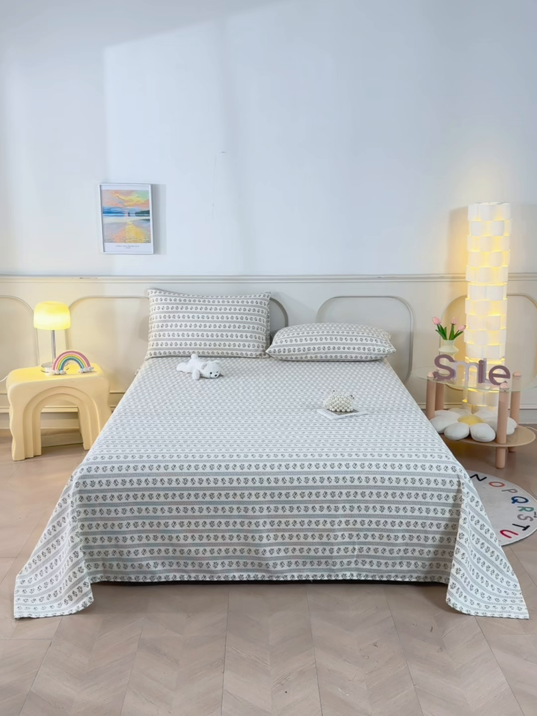 91家纺网 家纺一手货源 找家纺 悠米悠家 2026新款工艺款印花老粗布床单单品床单床单单件凉席席子 青森小枝集