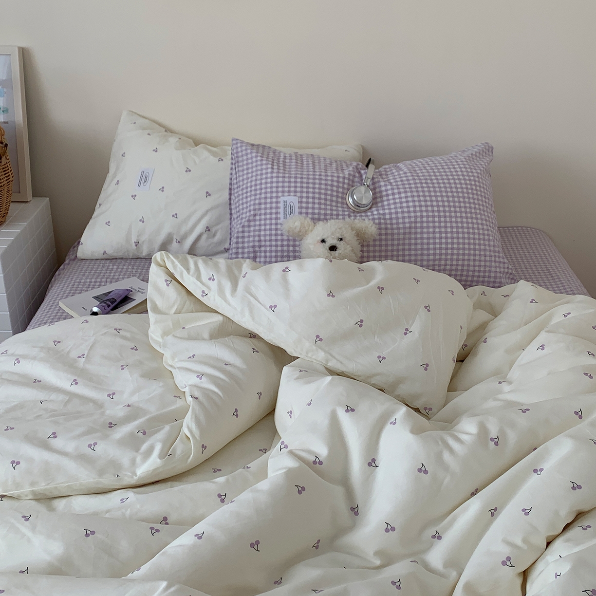 91家纺网 家纺一手货源 找家纺 桃喜 2026新款全棉水洗棉ins博主风四件套 芋泥樱桃