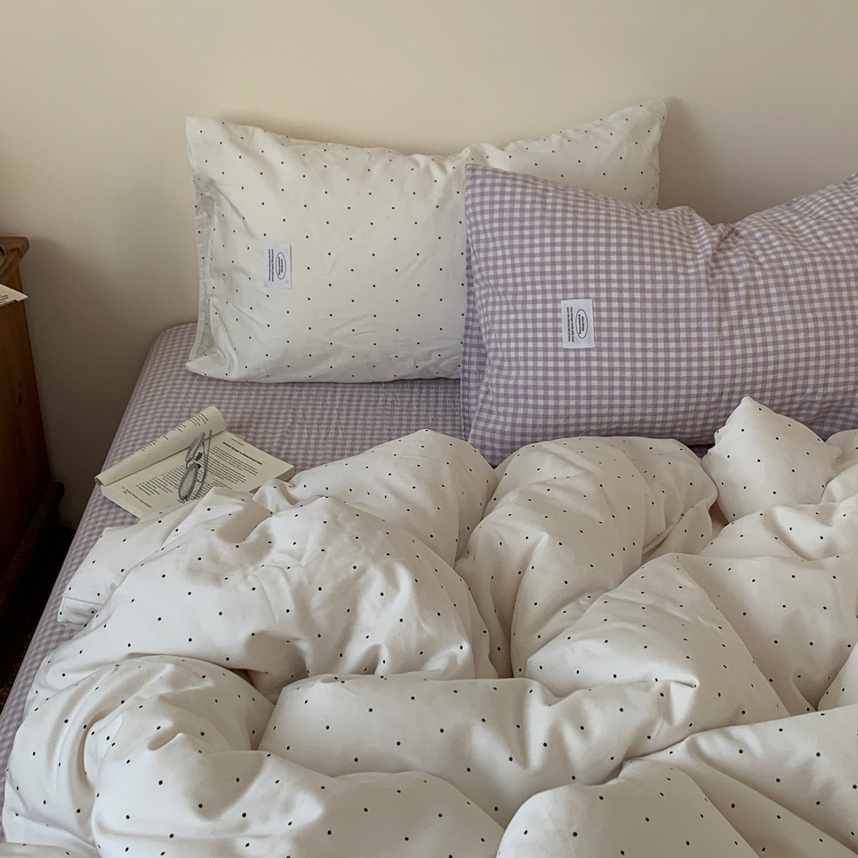 91家纺网 家纺一手货源 找家纺 桃喜 2026新款全棉水洗棉ins博主风四件套 芋泥波点