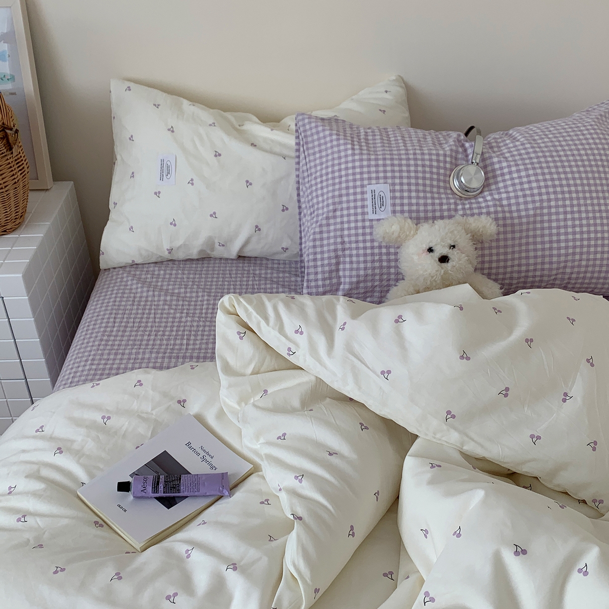 91家纺网 家纺一手货源 找家纺 桃喜 2026新款全棉水洗棉ins博主风四件套 芋泥樱桃