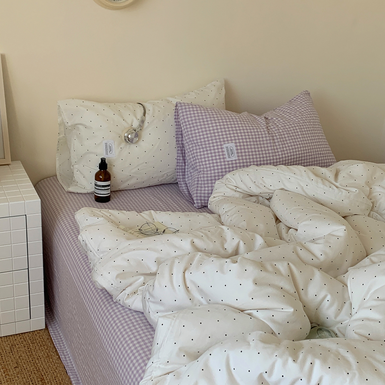 91家纺网 家纺一手货源 找家纺 桃喜 2026新款全棉水洗棉ins博主风四件套 芋泥波点