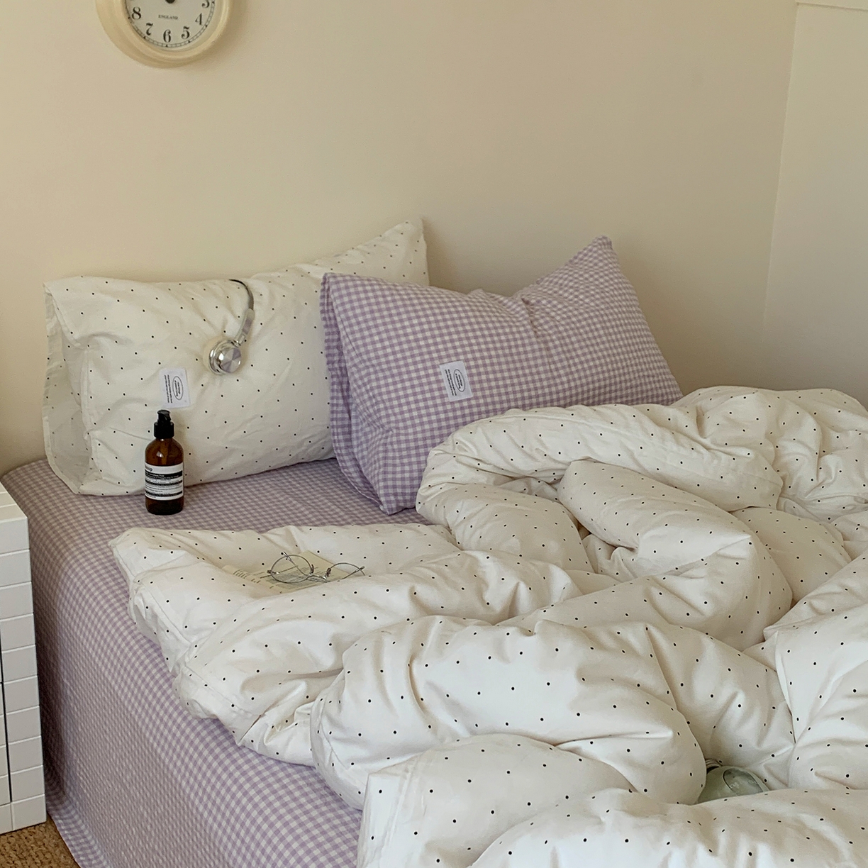 91家纺网 家纺一手货源 找家纺 桃喜 2026新款全棉水洗棉ins博主风四件套 芋泥波点