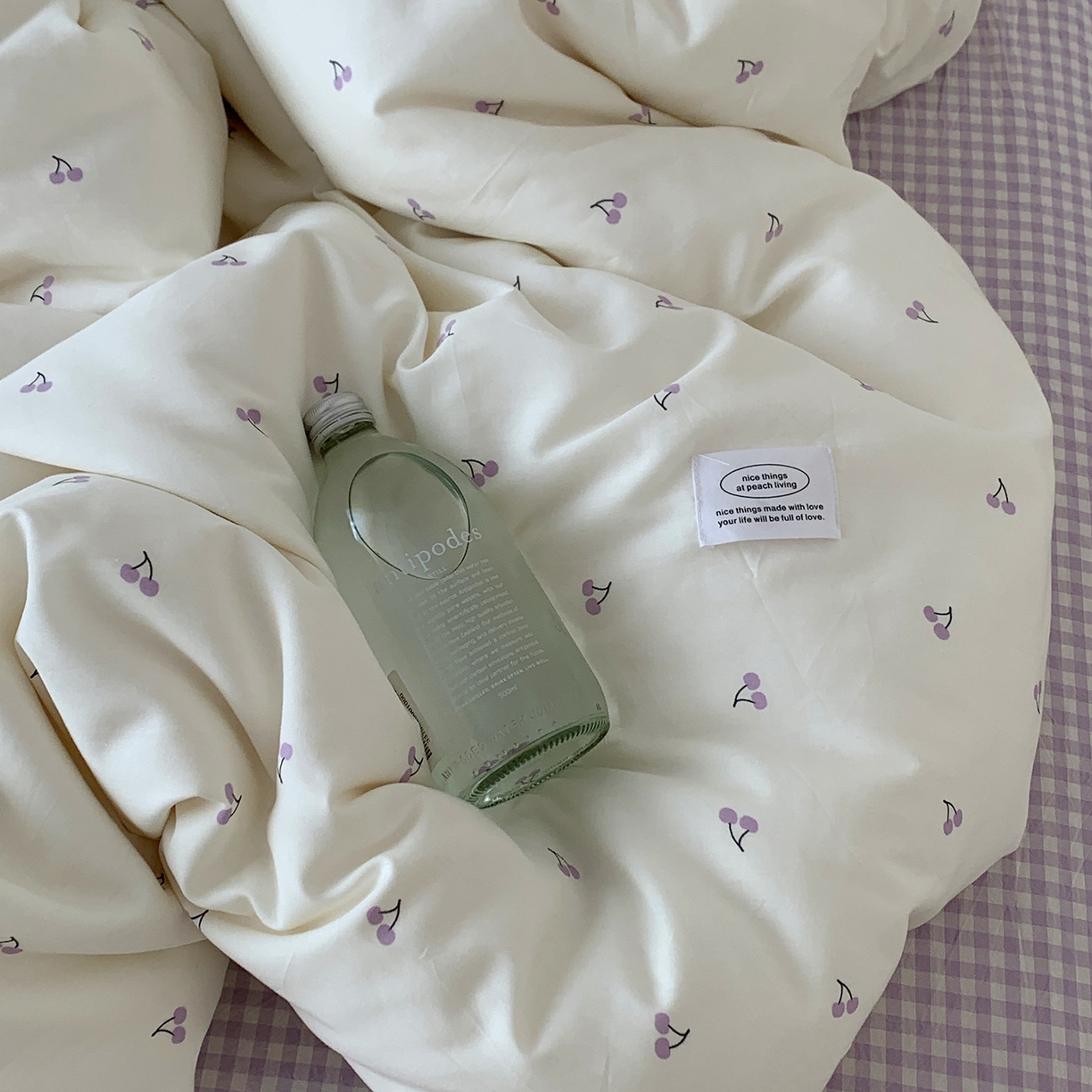 91家纺网 家纺一手货源 找家纺 桃喜 2026新款全棉水洗棉ins博主风四件套 芋泥樱桃