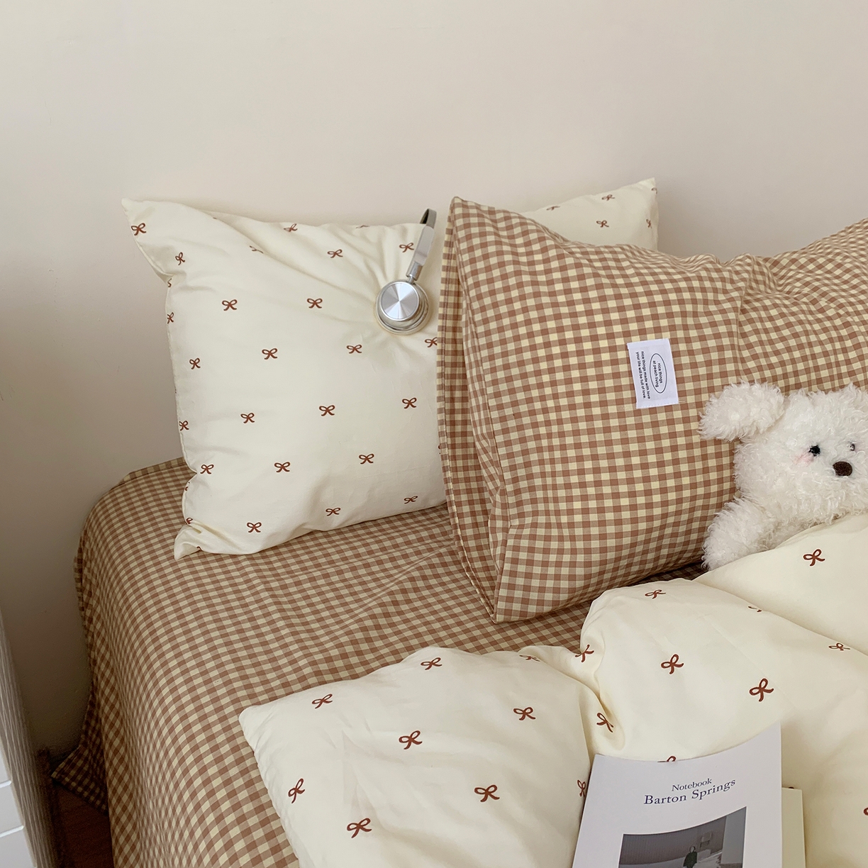 91家纺网 家纺一手货源 找家纺 桃喜 2026新款全棉水洗棉ins博主风四件套 奶咖蝴蝶结