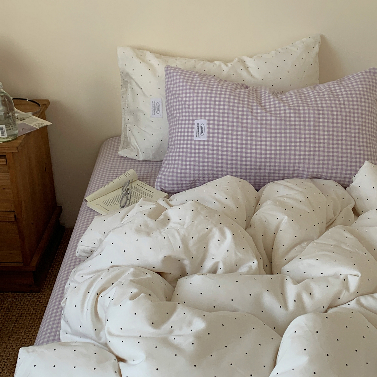 91家纺网 家纺一手货源 找家纺 桃喜 2026新款全棉水洗棉ins博主风四件套 芋泥波点