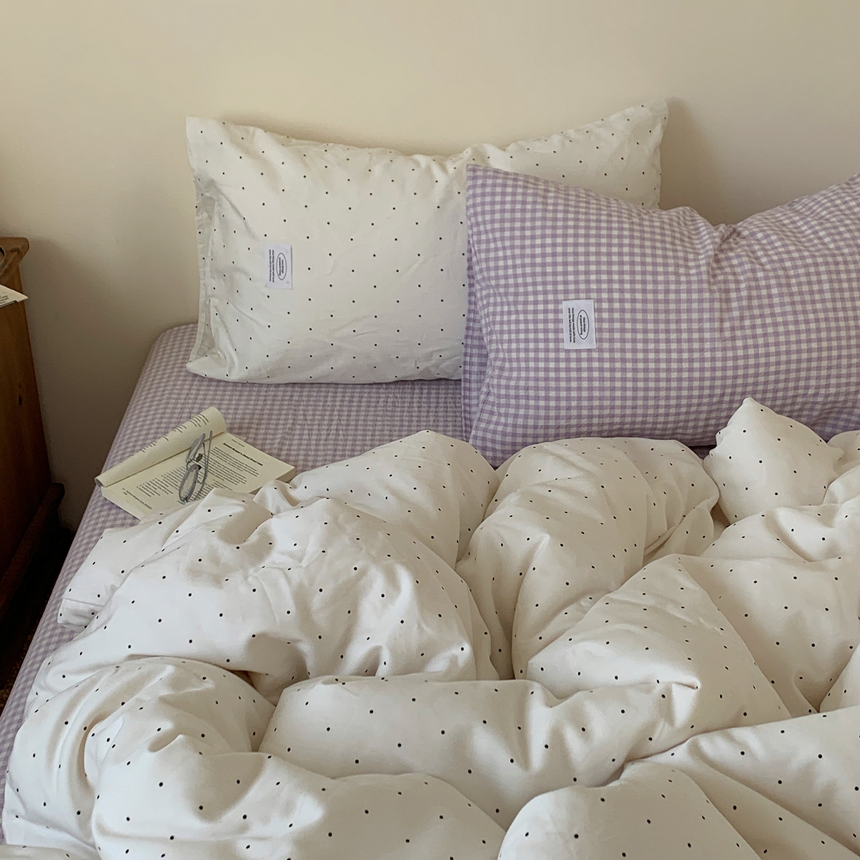 91家纺网 家纺一手货源 找家纺 桃喜 2026新款全棉水洗棉ins博主风四件套 芋泥波点