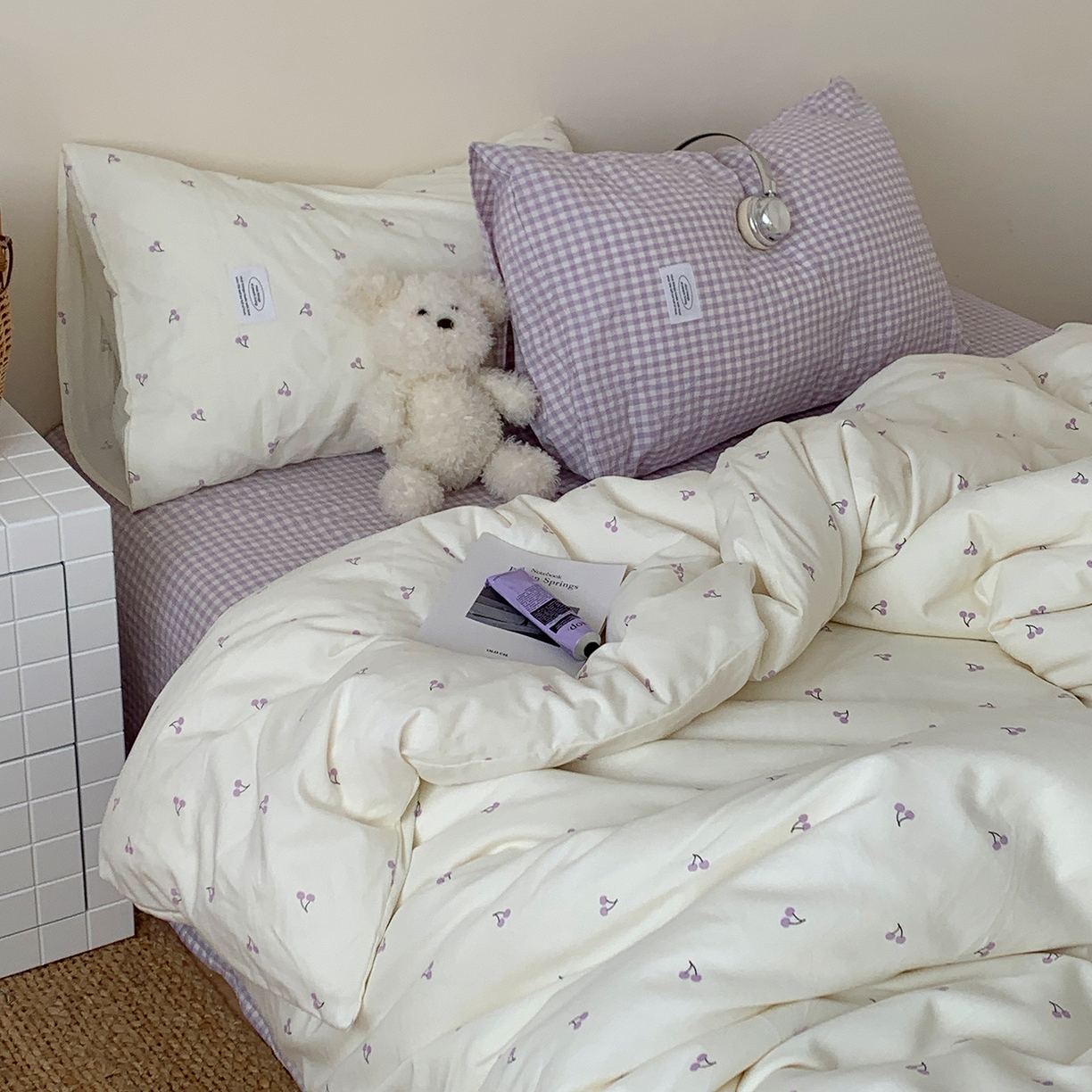 91家纺网 家纺一手货源 找家纺 桃喜 2026新款全棉水洗棉ins博主风四件套 芋泥樱桃