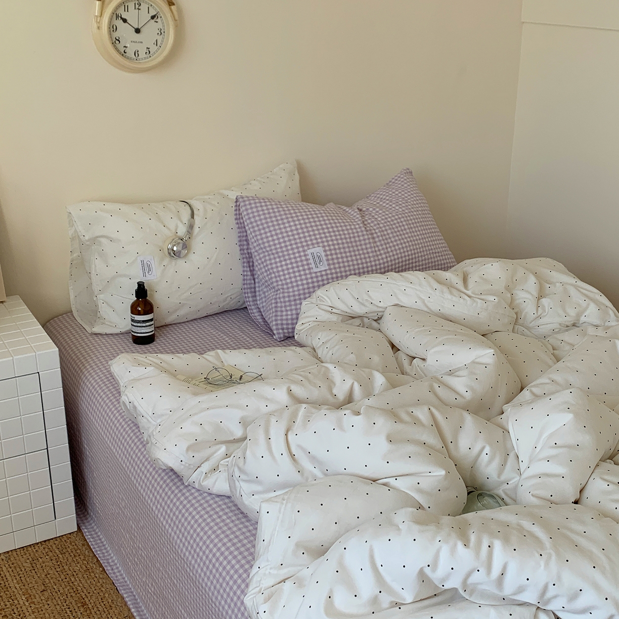 91家纺网 家纺一手货源 找家纺 桃喜 2026新款全棉水洗棉ins博主风四件套 芋泥波点