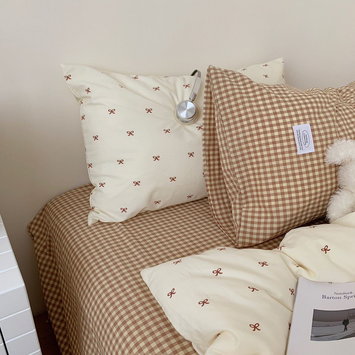 91家纺网 家纺一手货源 找家纺 桃喜 2026新款全棉水洗棉ins博主风四件套 奶咖蝴蝶结