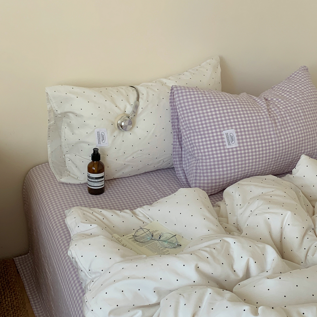 91家纺网 家纺一手货源 找家纺 桃喜 2026新款全棉水洗棉ins博主风四件套 芋泥波点