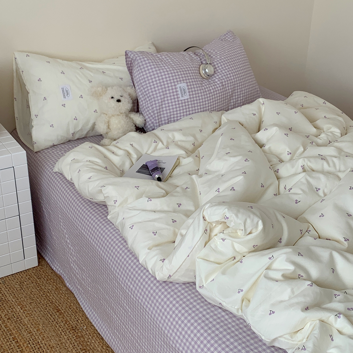 91家纺网 家纺一手货源 找家纺 桃喜 2026新款全棉水洗棉ins博主风四件套 芋泥樱桃