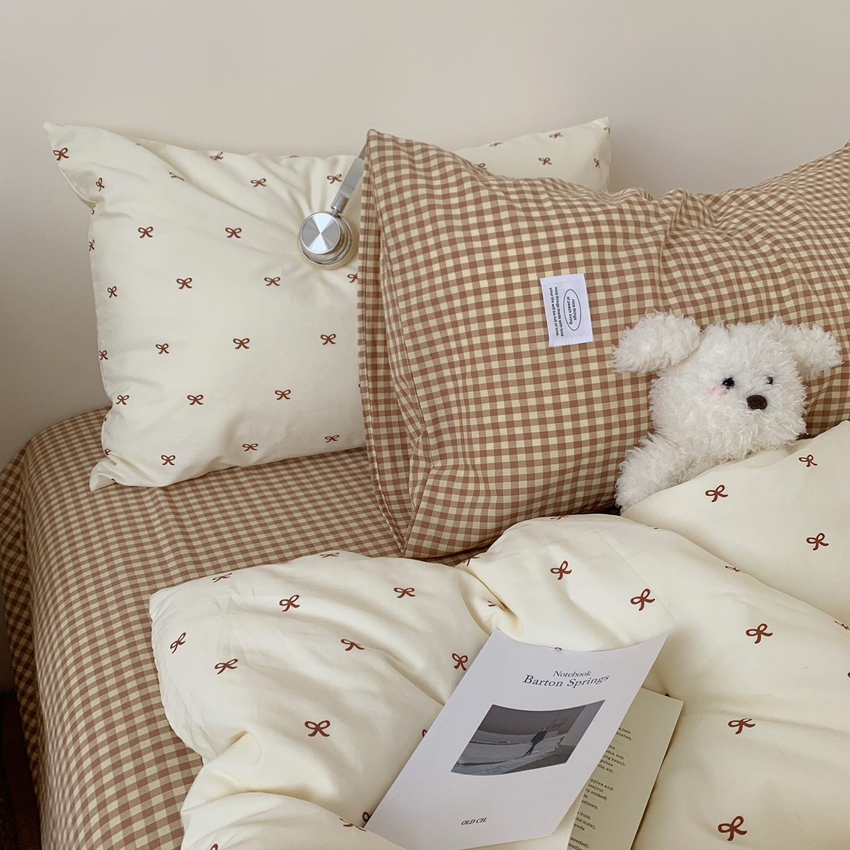 91家纺网 家纺一手货源 找家纺 桃喜 2026新款全棉水洗棉ins博主风四件套 奶咖蝴蝶结