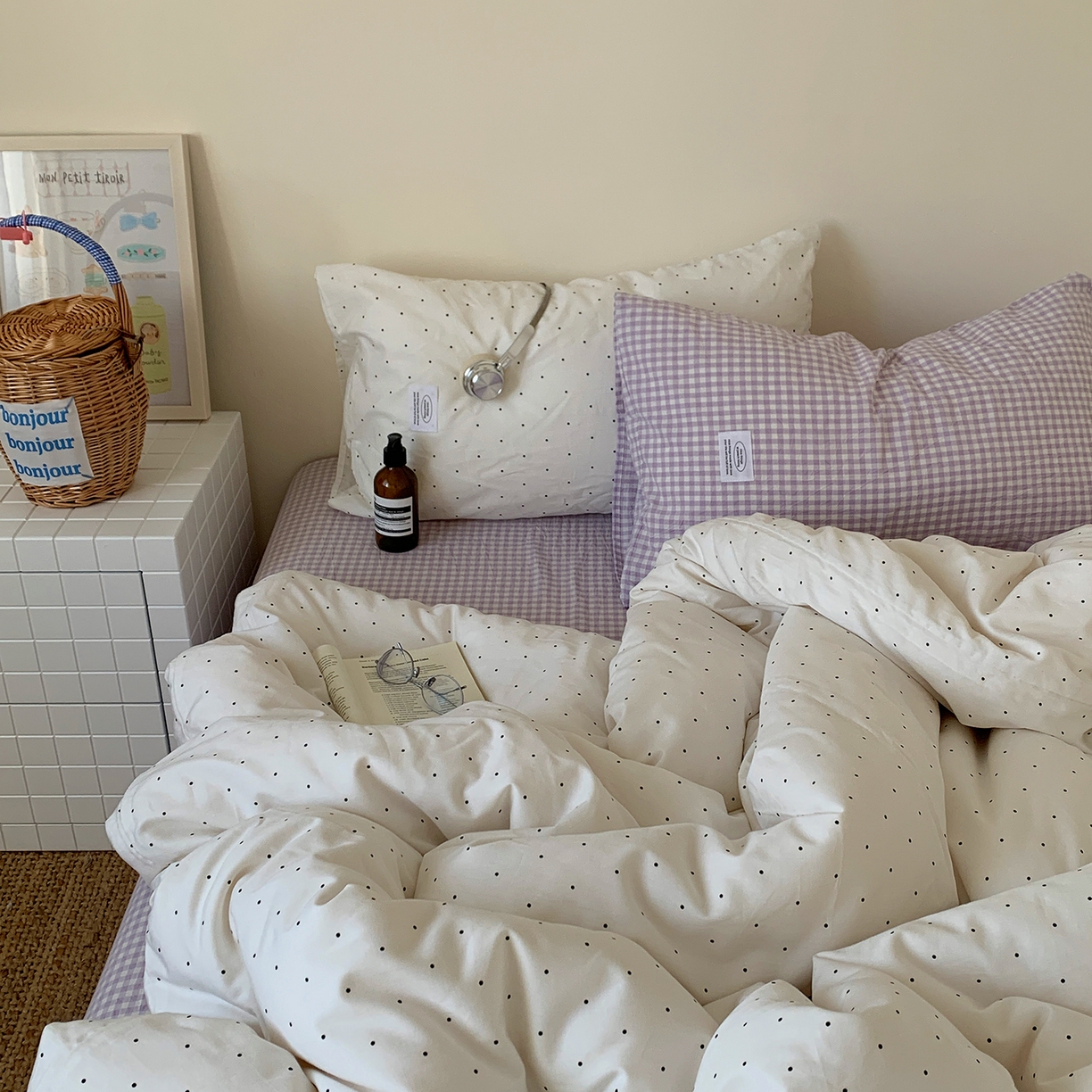 91家纺网 家纺一手货源 找家纺 桃喜 2026新款全棉水洗棉ins博主风四件套 芋泥波点