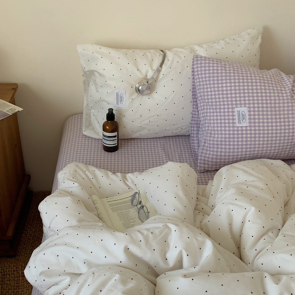 91家纺网 家纺一手货源 找家纺 桃喜 2026新款全棉水洗棉ins博主风四件套 芋泥波点