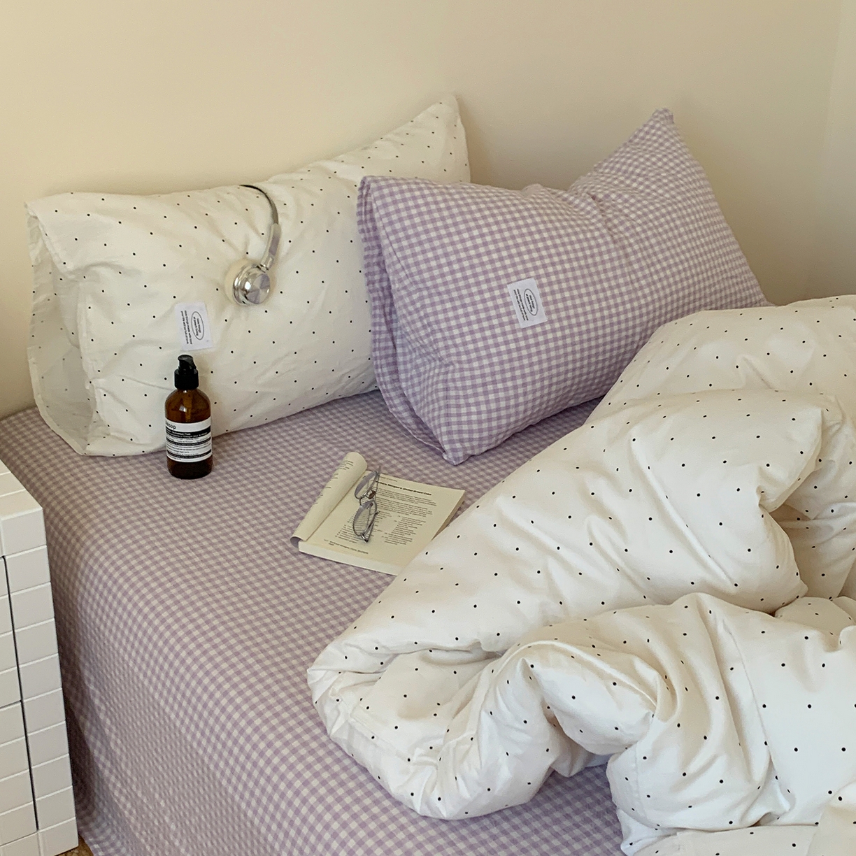 91家纺网 家纺一手货源 找家纺 桃喜 2026新款全棉水洗棉ins博主风四件套 芋泥波点