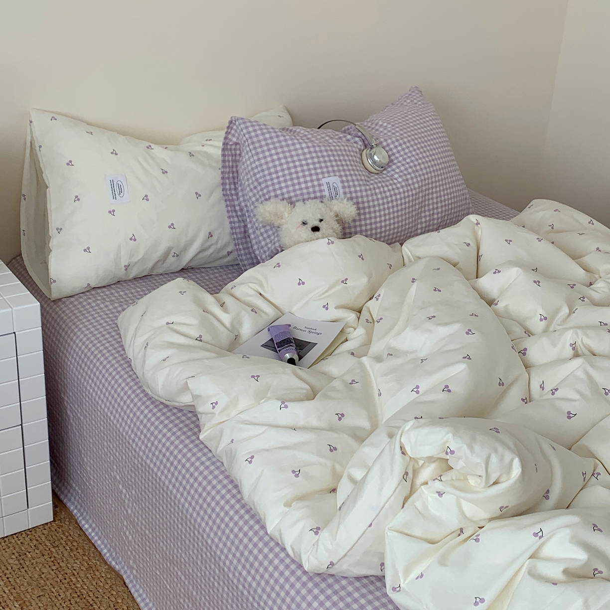 91家纺网 家纺一手货源 找家纺 桃喜 2026新款全棉水洗棉ins博主风四件套 芋泥樱桃