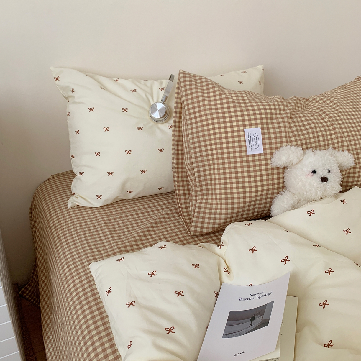 91家纺网 家纺一手货源 找家纺 桃喜 2026新款全棉水洗棉ins博主风四件套 奶咖蝴蝶结