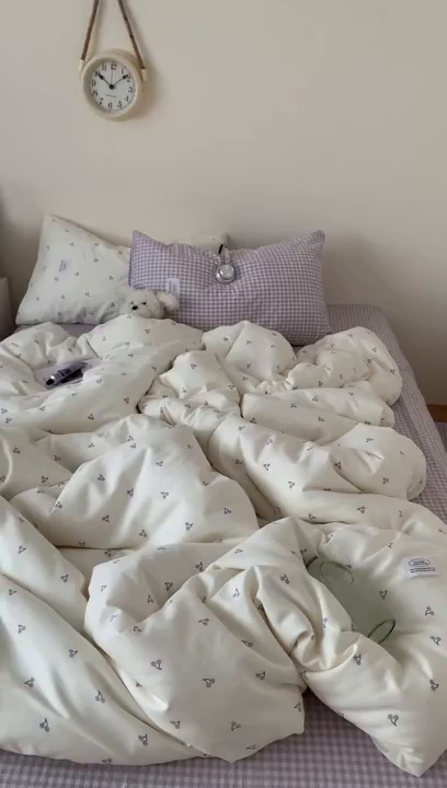 91家纺网 家纺一手货源 找家纺 桃喜 2026新款全棉水洗棉ins博主风四件套 芋泥樱桃