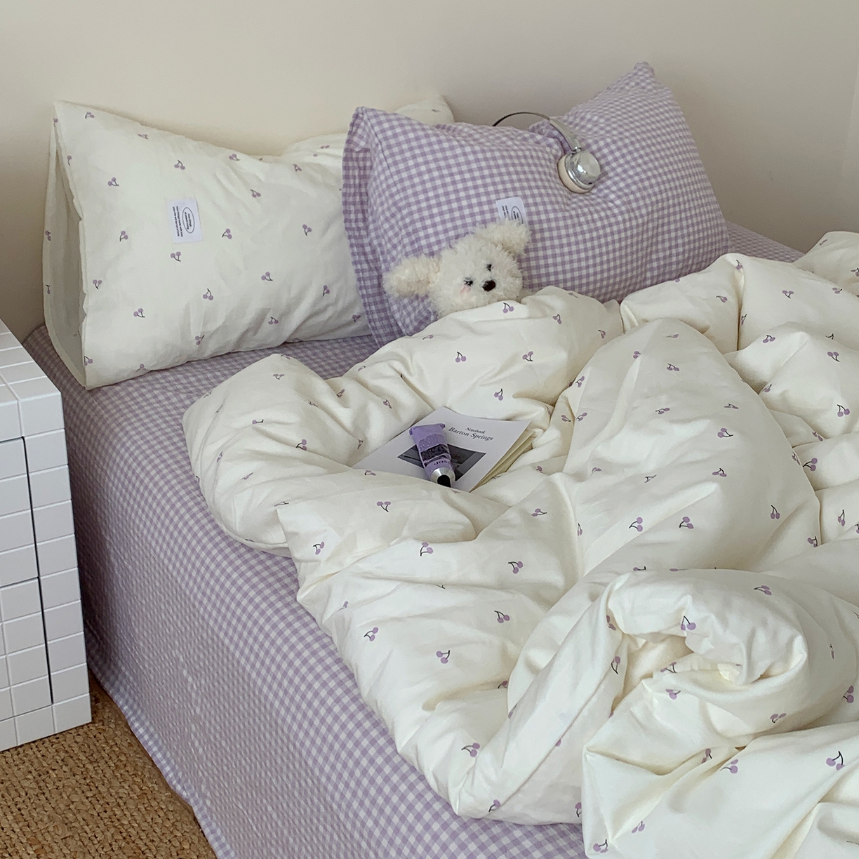 91家纺网 家纺一手货源 找家纺 桃喜 2026新款全棉水洗棉ins博主风四件套 芋泥樱桃