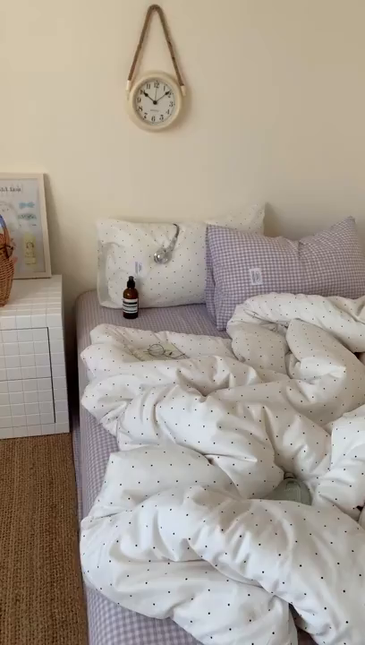 91家纺网 家纺一手货源 找家纺 桃喜 2026新款全棉水洗棉ins博主风四件套 芋泥波点