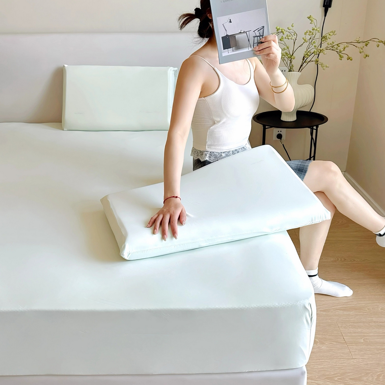 91家纺网 家纺一手货源 找家纺 （总）兜米家居 2026新款某姆同款锦氨A类凉感（180克）床笠三件套