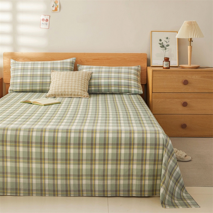 91家纺网 家纺一手货源 找家纺 恋人优选 2026新款全棉纯棉色织床单单床单床单单件 莫妮绿