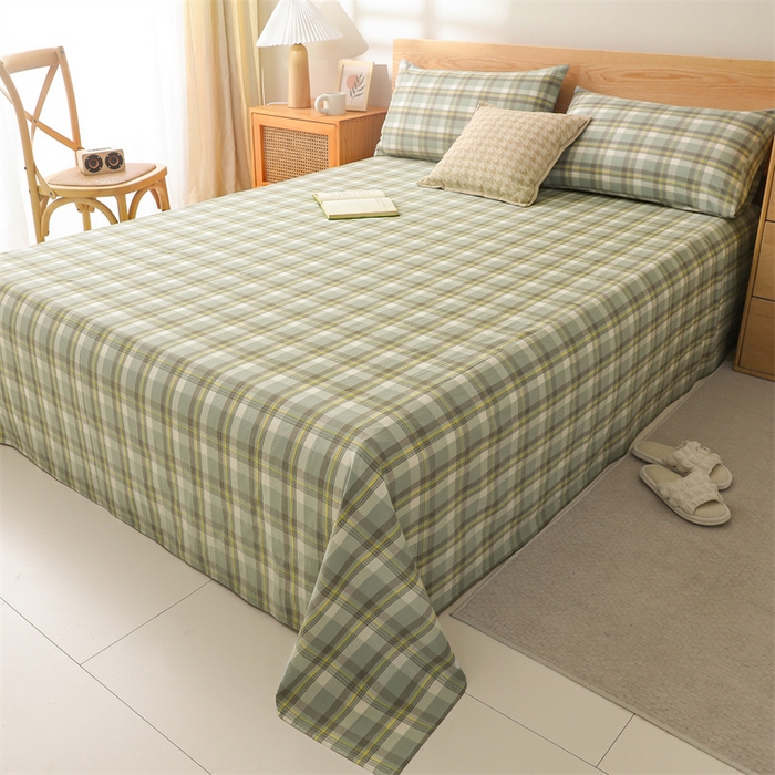 91家纺网 家纺一手货源 找家纺 恋人优选 2026新款全棉纯棉色织床单单床单床单单件 莫妮绿