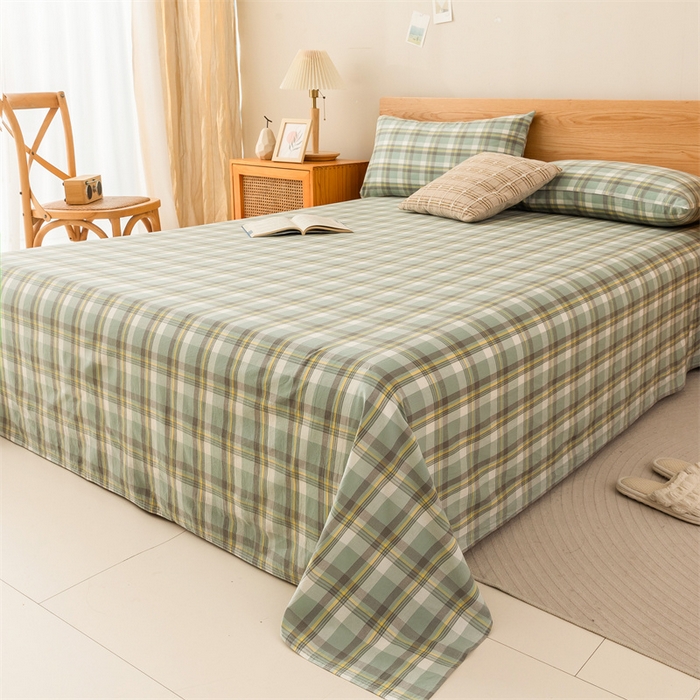 91家纺网 家纺一手货源 找家纺 恋人优选 2026新款全棉纯棉色织床单单床单床单单件 莫妮绿