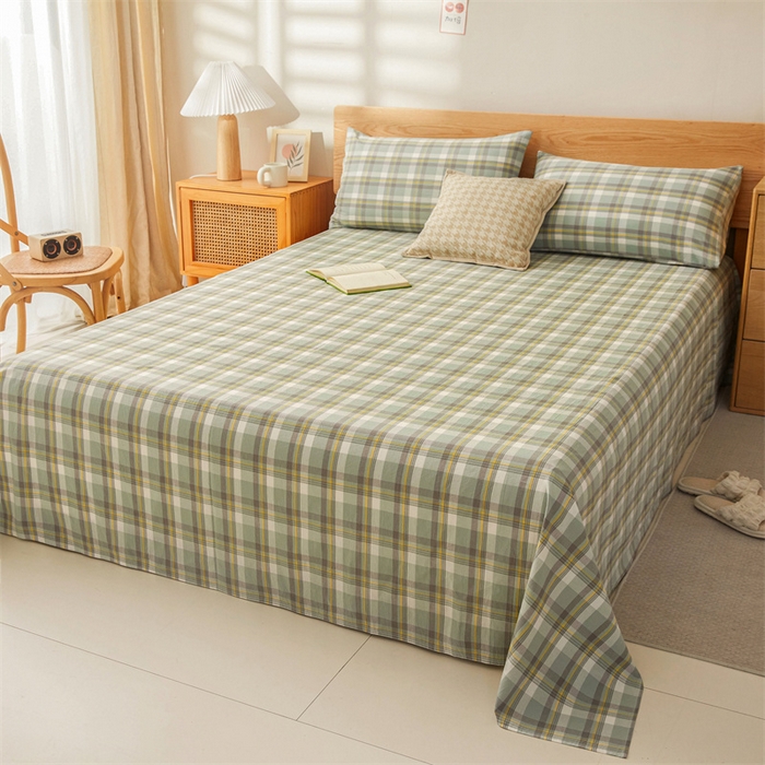 91家纺网 家纺一手货源 找家纺 恋人优选 2026新款全棉纯棉色织床单单床单床单单件 莫妮绿