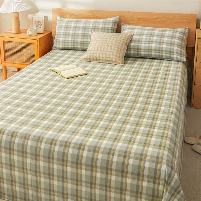 91家纺网 家纺一手货源 找家纺 恋人优选 2026新款全棉纯棉色织床单单床单床单单件 莫妮绿