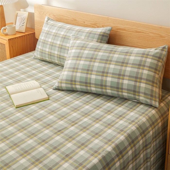 91家纺网 家纺一手货源 找家纺 恋人优选 2026新款全棉纯棉色织床单单床单床单单件 莫妮绿