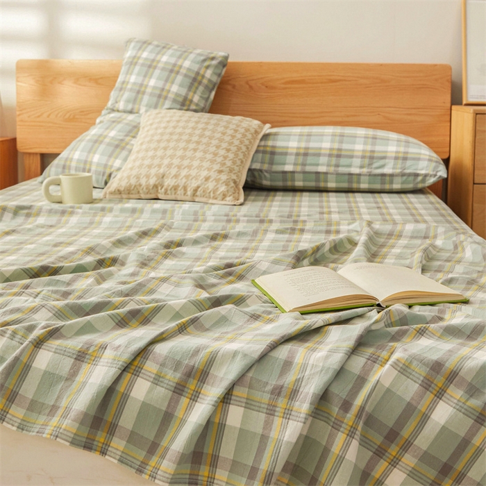 91家纺网 家纺一手货源 找家纺 恋人优选 2026新款全棉纯棉色织床单单床单床单单件 莫妮绿