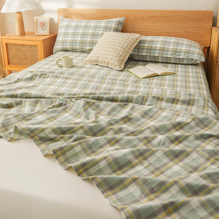 91家纺网 家纺一手货源 找家纺 恋人优选 2026新款全棉纯棉色织床单单床单床单单件 莫妮绿