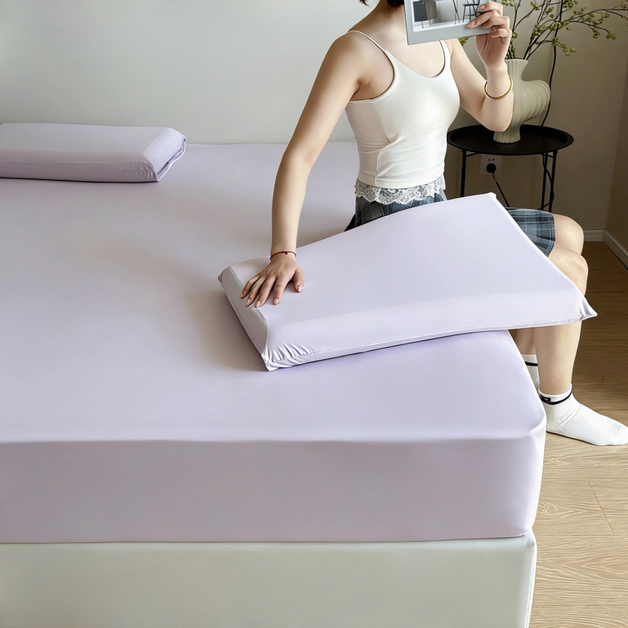 91家纺网 家纺一手货源 找家纺 （总）兜米家居 2026新款某姆同款锦氨A类凉感（180克）床笠三件套