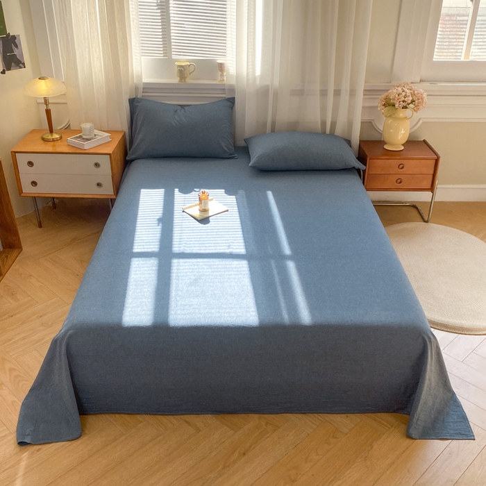 恋人优选 2026新款全棉纯棉色织床单单床单床单单件 牛仔蓝