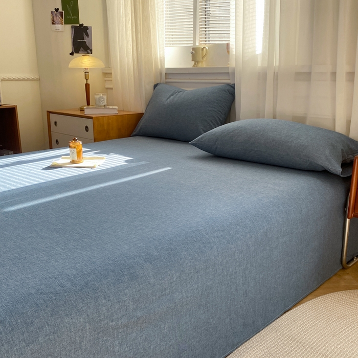 91家纺网 家纺一手货源 找家纺 恋人优选 2026新款全棉纯棉色织床单单床单床单单件 牛仔蓝