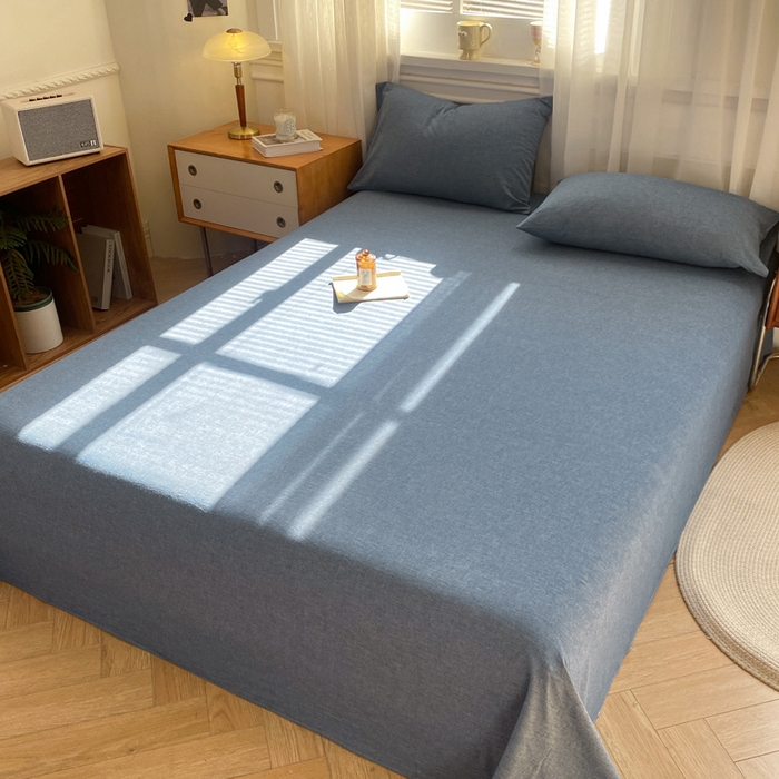 91家纺网 家纺一手货源 找家纺 恋人优选 2026新款全棉纯棉色织床单单床单床单单件 牛仔蓝