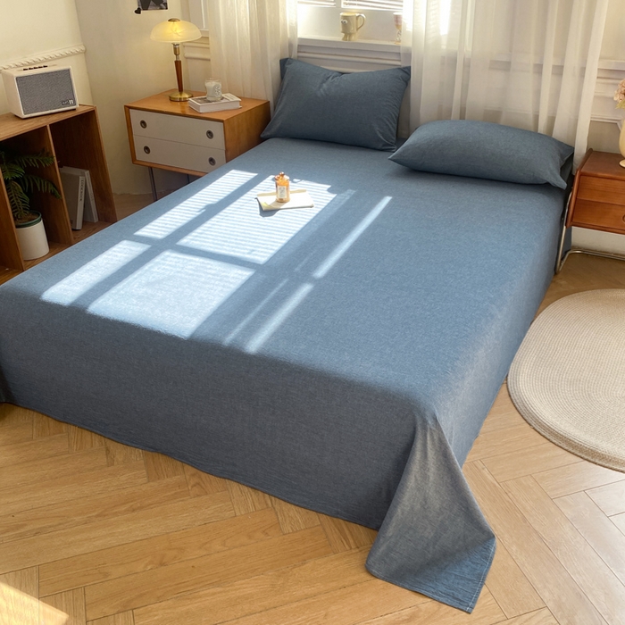 91家纺网 家纺一手货源 找家纺 恋人优选 2026新款全棉纯棉色织床单单床单床单单件 牛仔蓝