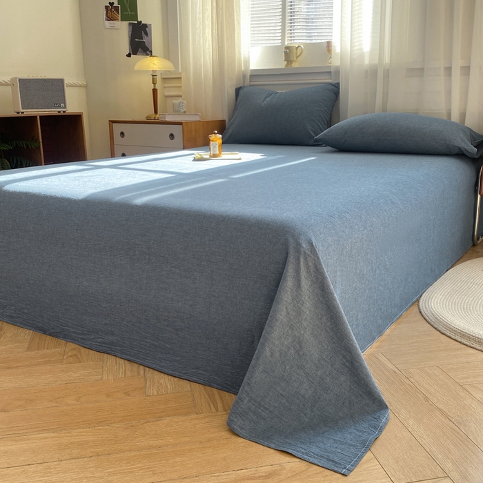 91家纺网 家纺一手货源 找家纺 恋人优选 2026新款全棉纯棉色织床单单床单床单单件 牛仔蓝