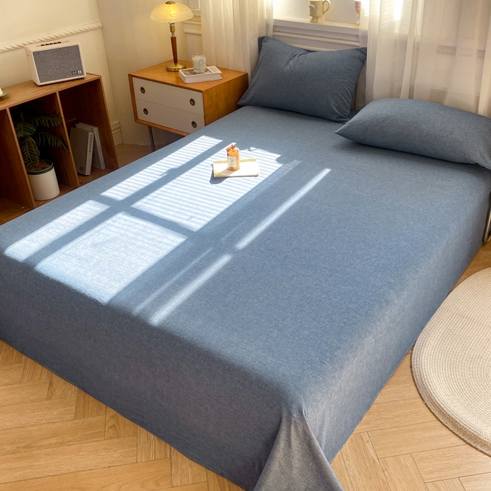 91家纺网 家纺一手货源 找家纺 恋人优选 2026新款全棉纯棉色织床单单床单床单单件 牛仔蓝