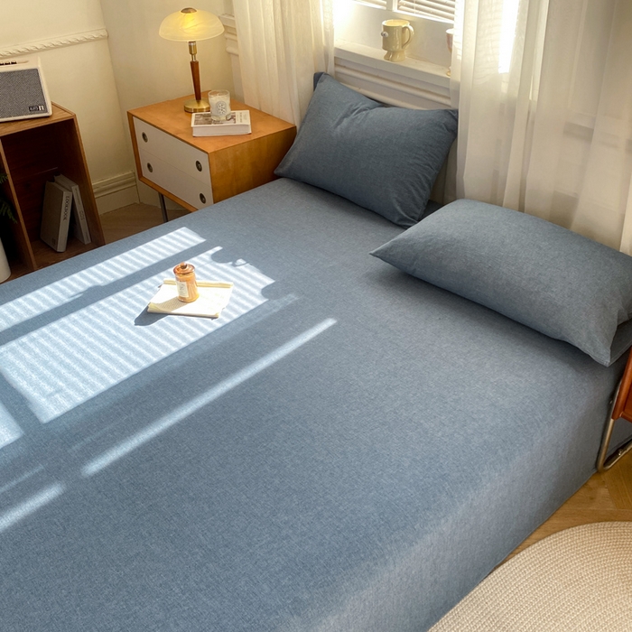 91家纺网 家纺一手货源 找家纺 恋人优选 2026新款全棉纯棉色织床单单床单床单单件 牛仔蓝