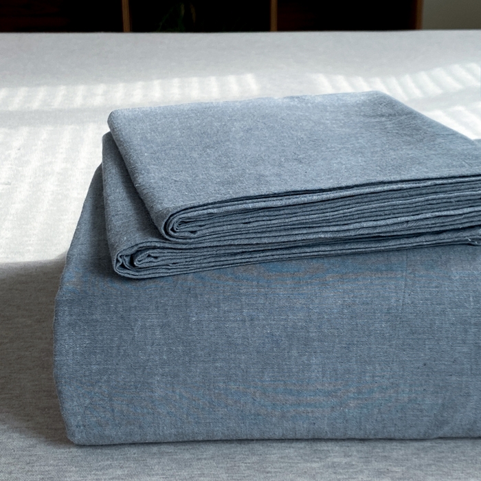 91家纺网 家纺一手货源 找家纺 恋人优选 2026新款全棉纯棉色织床单单床单床单单件 牛仔蓝